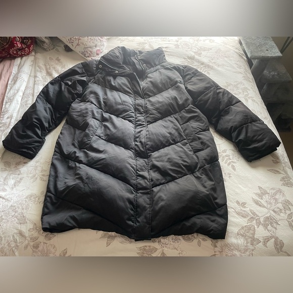 Universal Standard J Crew Black Chevron Puffer Jacket 2X Neutral Warm Classic - Picture 3 of 11